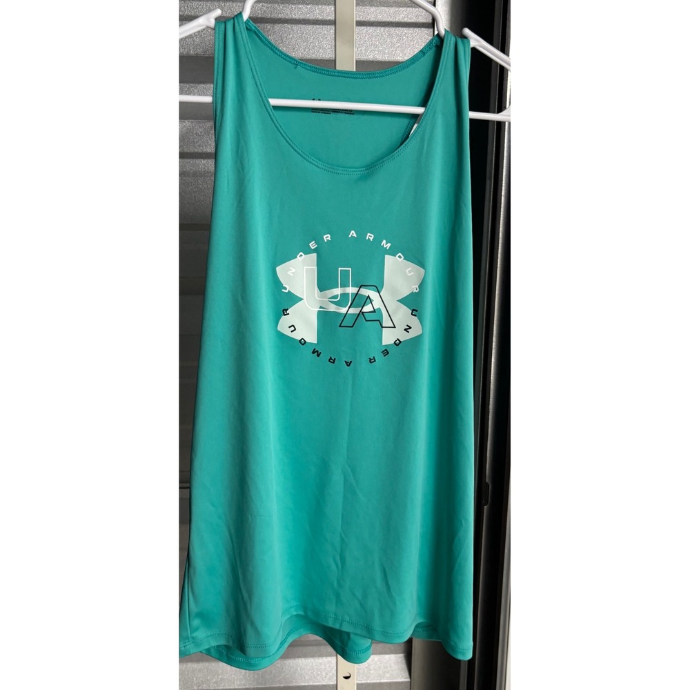 Under Armour Teal Green Racerback Graphic Tank Top Youth XL Fits Women Small